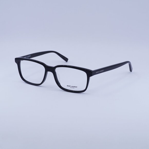 Saint Laurent SL458/F 001 Eyeglasses Black 55mm Rectangle Frame - Picture 1 of 11